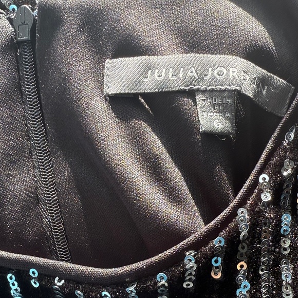 Julia Jordan Elegant Black Sequin 3/4 Sleeve Dress 6 - Picture 4 of 6